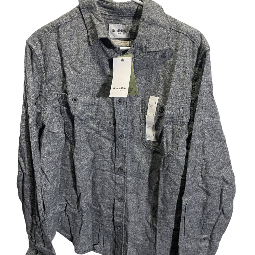 Goodfellow & Co‎ Mens M Gray Button-Up Standard Fit Flannel